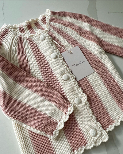 Baby Striped Knit Cardigan & Bloomer 2PCS Set