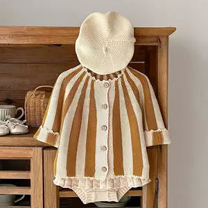 Baby Striped Knit Cardigan & Bloomer 2PCS Set