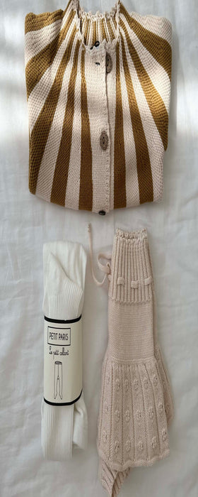 Baby Striped Knit Cardigan & Bloomer 2PCS Set