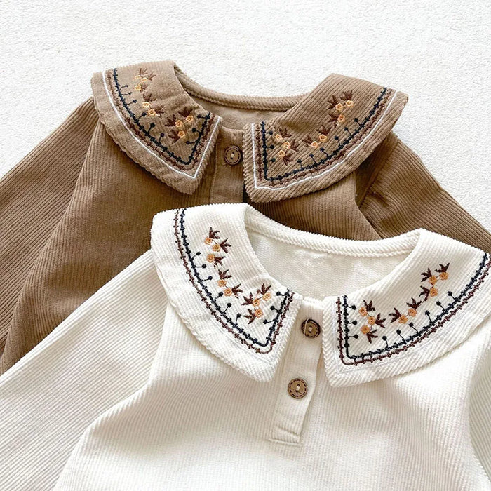 Baby Embroidered Lapel Bodysuit