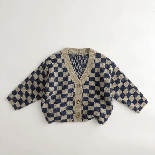 Kids Knitted Plaid Sweater