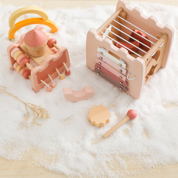 Montessori Toys Baby Wooden Castle Pink House 