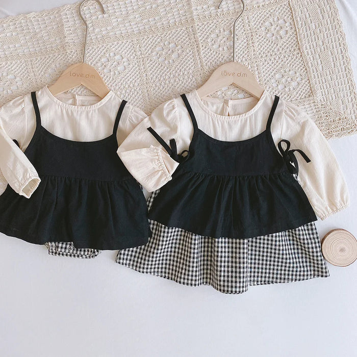 2pcs Siblings Baby Clothes Set - Big Sister Dress & Bodysuit