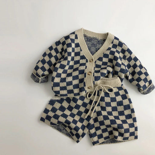 Kids Knitted Plaid Sweater