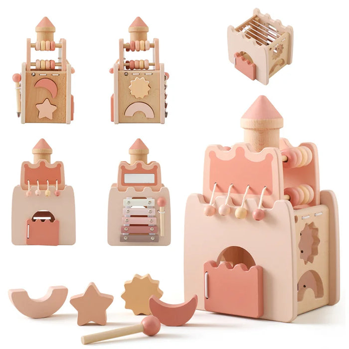 Montessori Toys Baby Wooden Castle Pink House 