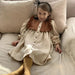 Girls Beige Linen Dress